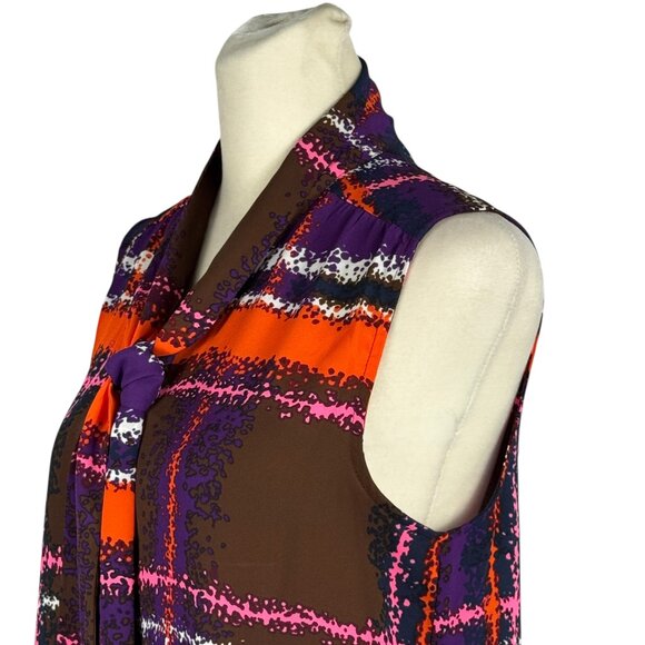 Like new! J. CREW Tie-neck Speckled Plaid Blouse Size Small - Picture 7 of 12